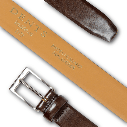 DENTS - Heritage Lined Full-Grain Leather Belt - Dark Brown - Regent Tailoring Salisbury