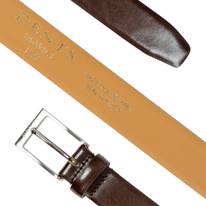 DENTS - Heritage Lined Full-Grain Leather Belt - Dark Brown - Regent Tailoring Salisbury