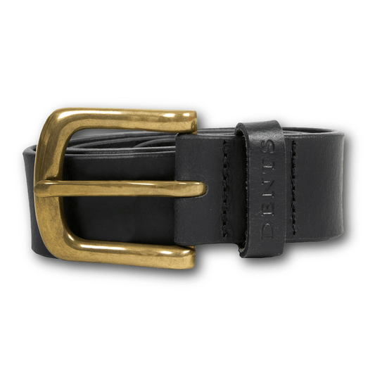 DENTS - Men’s Heritage Lined Full-Grain Leather Belt With Antique Brass - Black - Regent TailoringDents