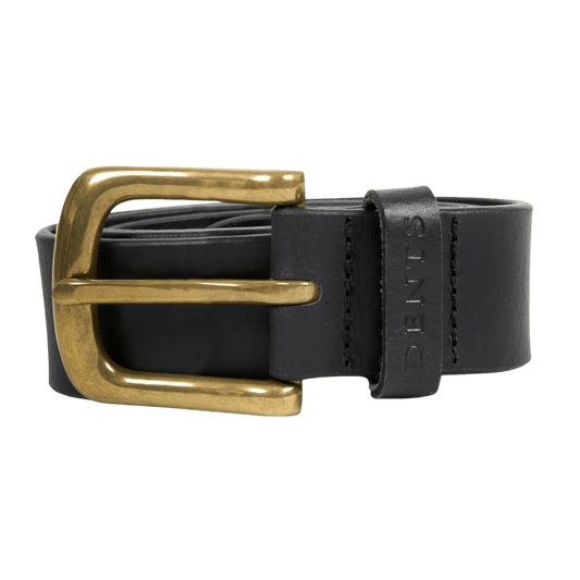 DENTS - Men’s Heritage Lined Full-Grain Leather Belt With Antique Brass - Black - Regent Tailoring Salisbury