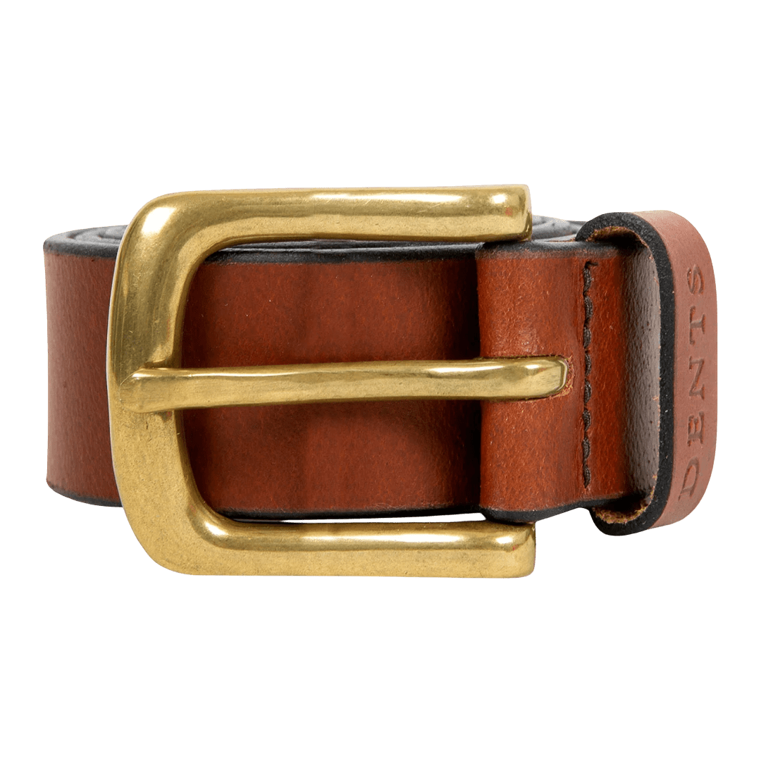 DENTS - Men’s Heritage Lined Full-Grain Leather Belt With Antique Brass - Tan - Regent Tailoring Salisbury