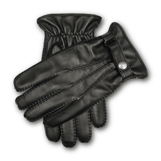 DENTS - Tetbury - Men's Handsewn Three-Point Wool and Cashmere Blend-Lined Leather Gloves - Black - Regent TailoringDents
