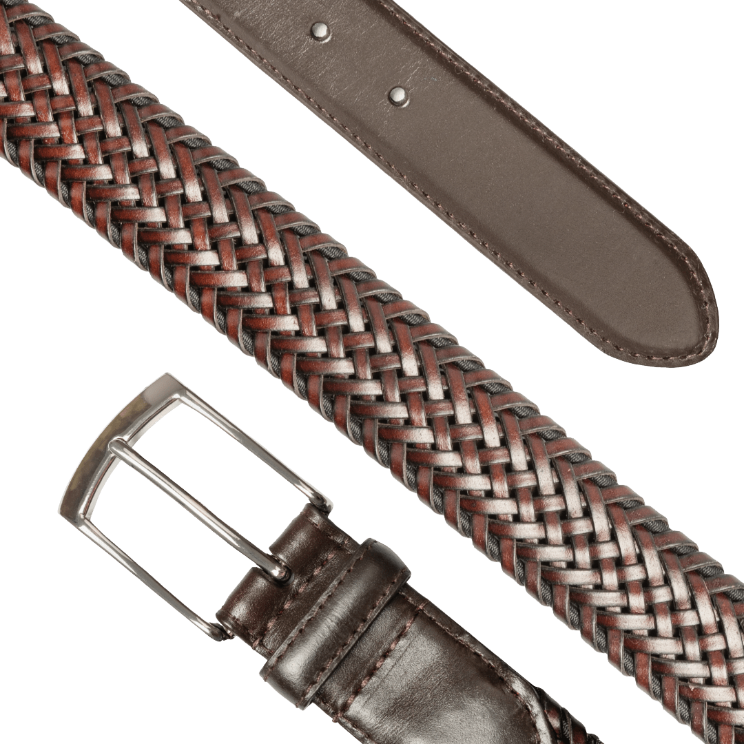 Dents - Woven Leather Belt with Satin Nickel Buckle - Regent Tailoring Salisbury