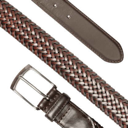 Dents - Woven Leather Belt with Satin Nickel Buckle - Regent Tailoring Salisbury