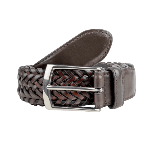 Dents - Woven Leather Belt with Satin Nickel Buckle - Regent Tailoring Salisbury