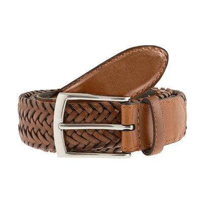 Dents - Woven Leather Belt with Satin Nickel Buckle - Regent Tailoring Salisbury