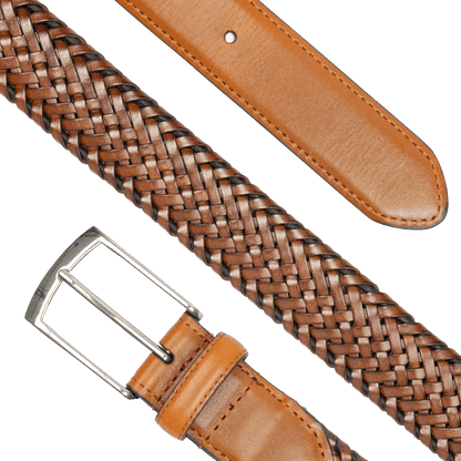 Dents - Woven Leather Belt with Satin Nickel Buckle - Regent Tailoring Salisbury