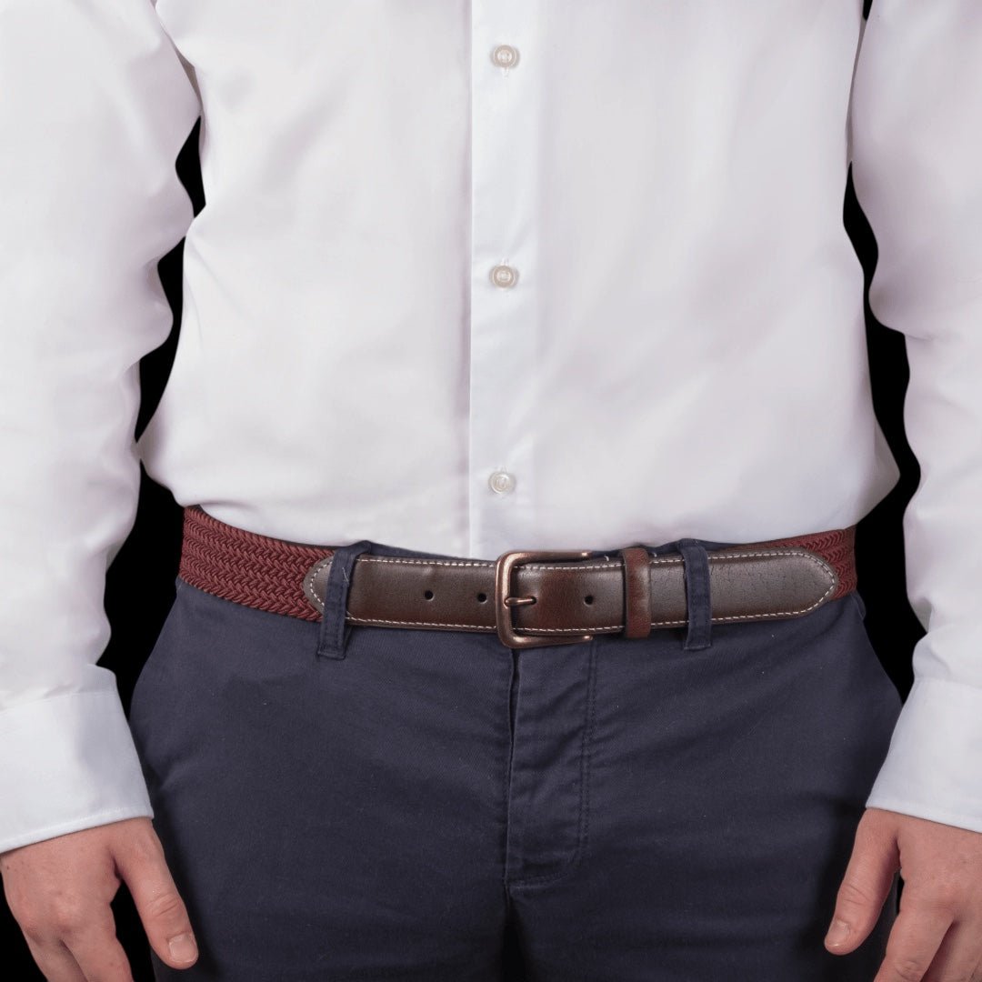 DENTS - Woven Stretch Belt - Burgundy - Regent Tailoring Salisbury