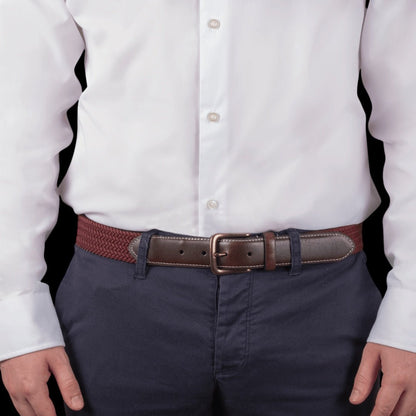 DENTS - Woven Stretch Belt - Burgundy - Regent Tailoring Salisbury