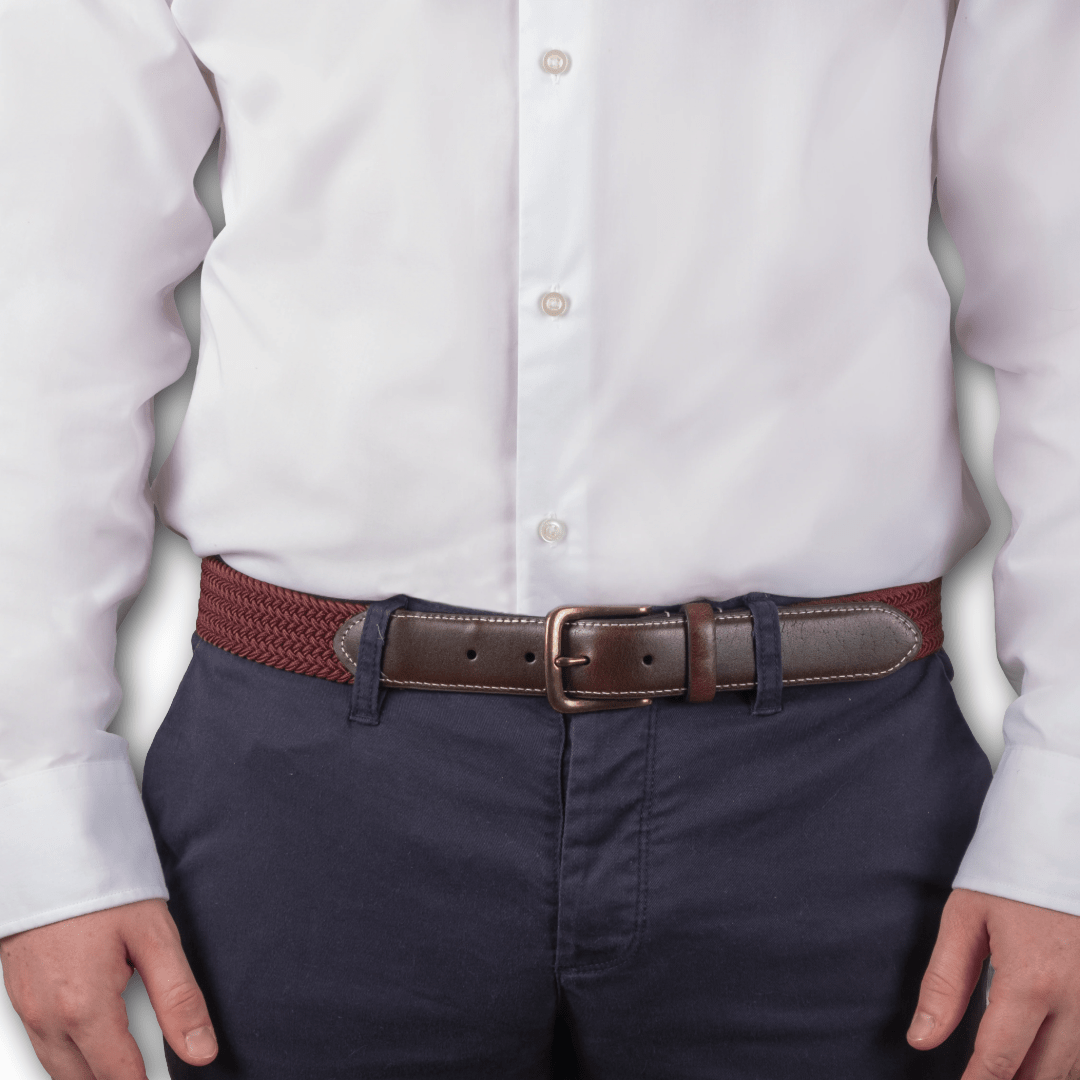 DENTS - Woven Stretch Belt - Burgundy - Regent TailoringDents