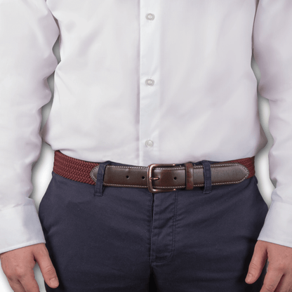 DENTS - Woven Stretch Belt - Burgundy - Regent TailoringDents