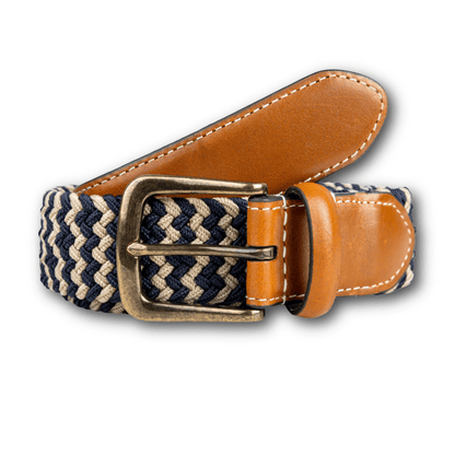 DENTS - Woven Stretch Belt - Ink/Beige - Regent TailoringDents