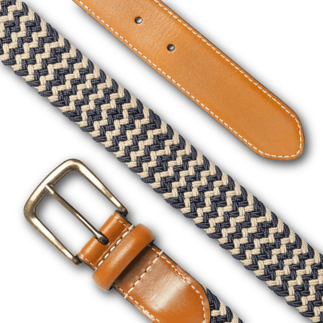 DENTS - Woven Stretch Belt - Ink/Beige - Regent TailoringDents