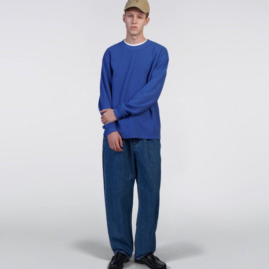 Edwin - Waffle Dizzy T-Shirt LS - Deep Ultramarine - Regent TailoringEdwin
