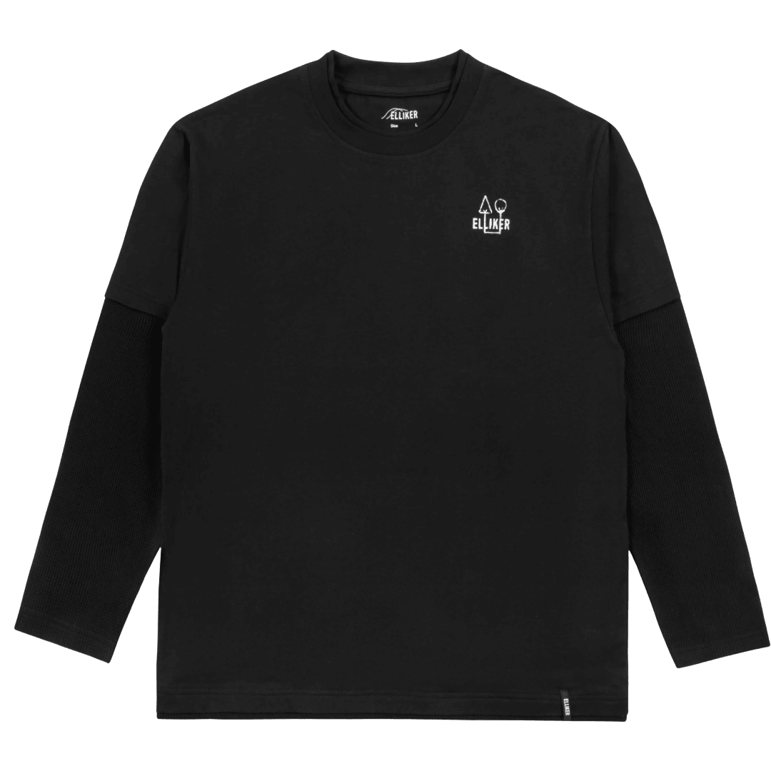 Elliker - Lawn Campfire Print Long Sleeve T-Shirt - Black - Regent Tailoring Salisbury