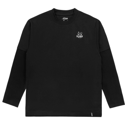 Elliker - Lawn Campfire Print Long Sleeve T-Shirt - Black - Regent Tailoring Salisbury