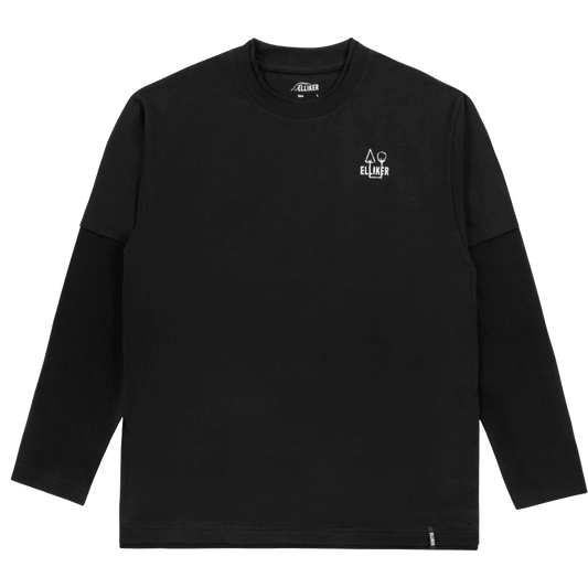 Elliker - Lawn Campfire Print Long Sleeve T-Shirt - Black - Regent Tailoring Salisbury