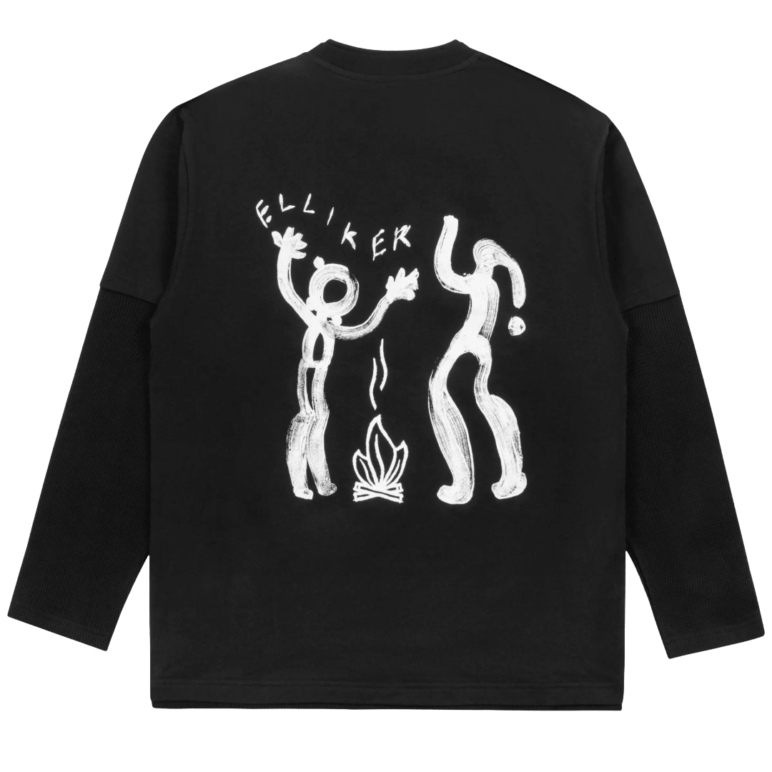 Elliker - Lawn Campfire Print Long Sleeve T-Shirt - Black - Regent Tailoring Salisbury