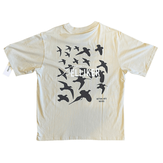 Elliker- Rill Bird Print Short Sleeve T-Shirt - Beige - Regent Tailoring Salisbury
