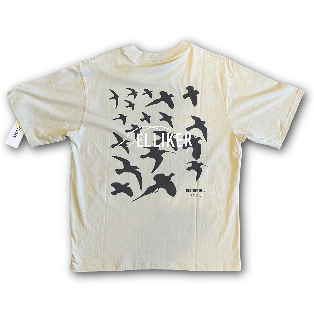Elliker- Rill Bird Print Short Sleeve T-Shirt - Beige - Regent Tailoring Salisbury