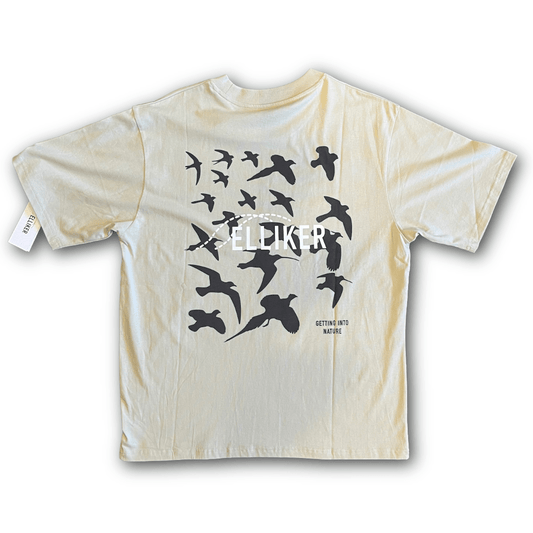Elliker- Rill Bird Print Short Sleeve T-Shirt - Beige - Regent TailoringRegent