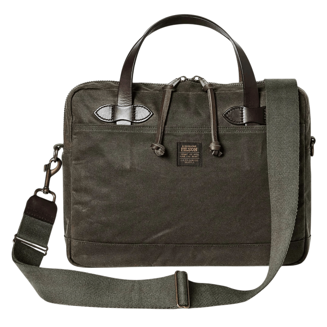 FILSON - Tin Cloth Compact Briefcase - Otter Green - Regent Tailoring Salisbury