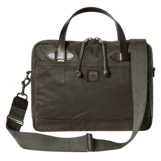 FILSON - Tin Cloth Compact Briefcase - Otter Green - Regent Tailoring Salisbury