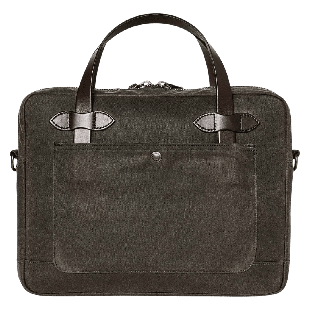 FILSON - Tin Cloth Compact Briefcase - Otter Green - Regent Tailoring Salisbury