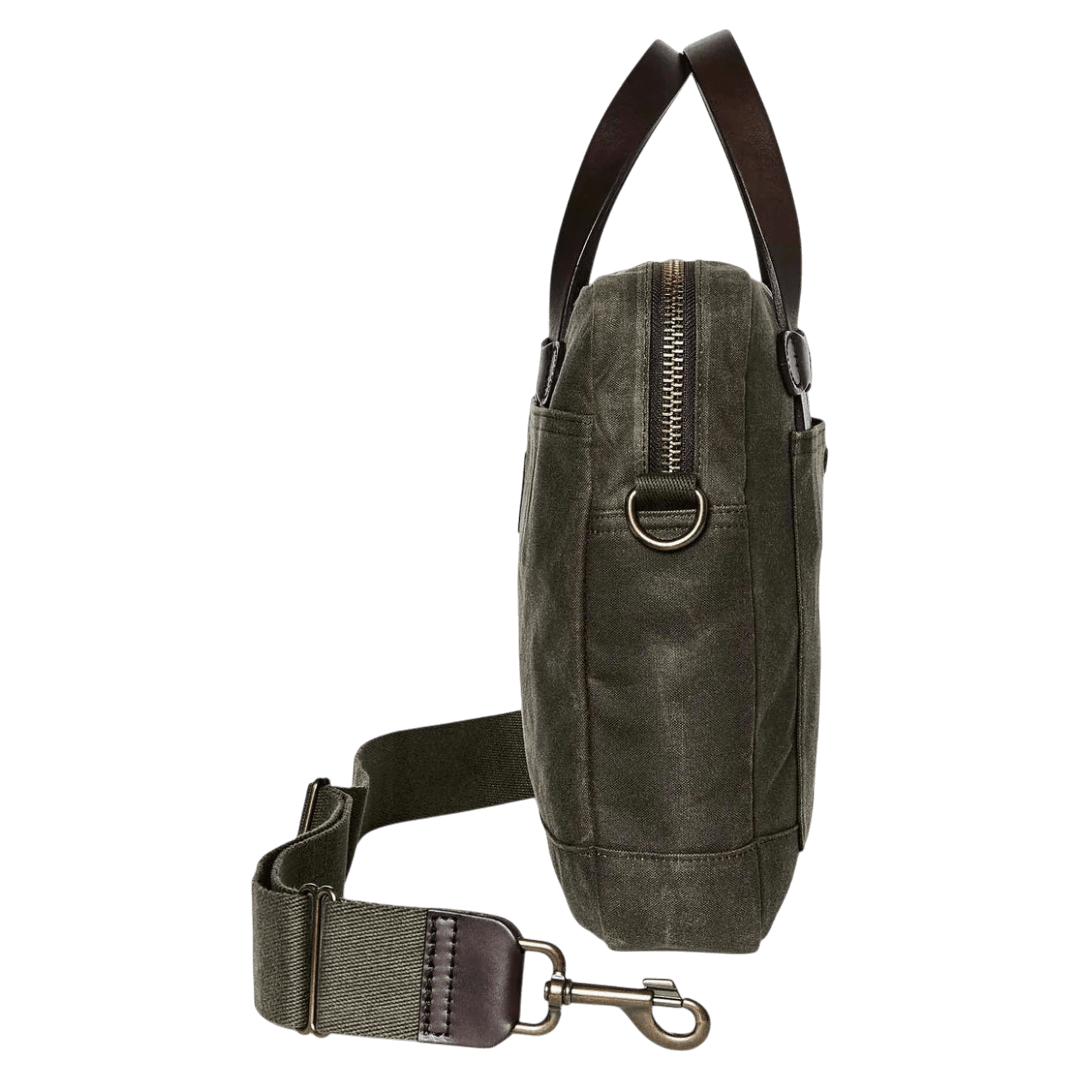 FILSON - Tin Cloth Compact Briefcase - Otter Green - Regent Tailoring Salisbury