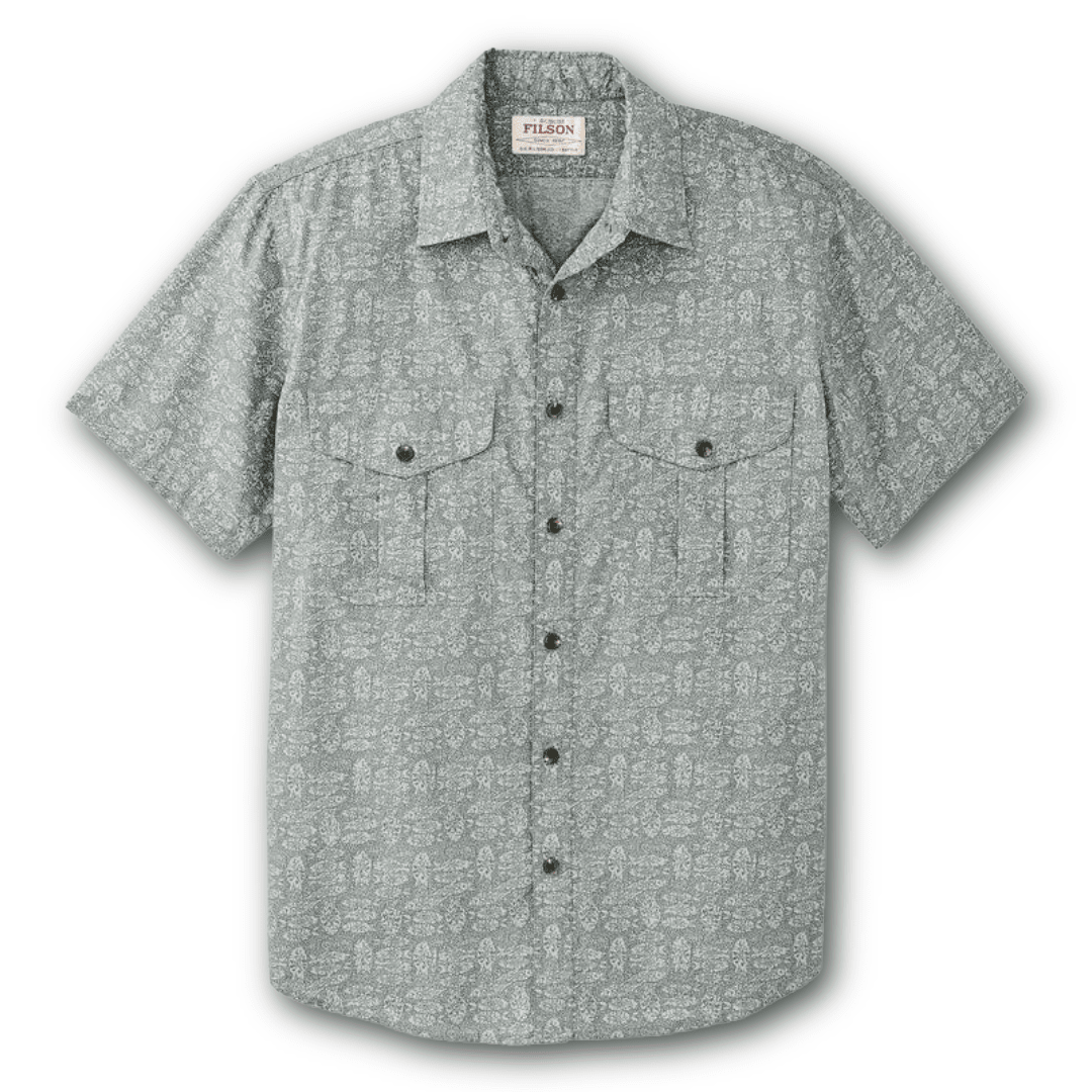 FILSON - Washed Short Sleeve Feather Cloth Shirt - Khaki/Print - Regent TailoringFilson