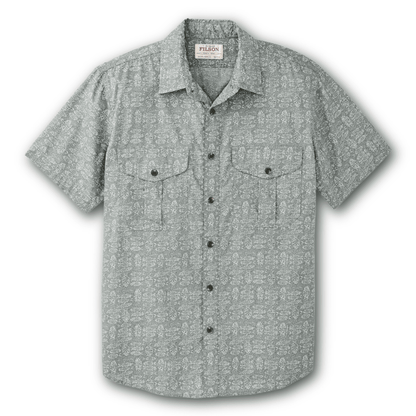FILSON - Washed Short Sleeve Feather Cloth Shirt - Khaki/Print - Regent TailoringFilson