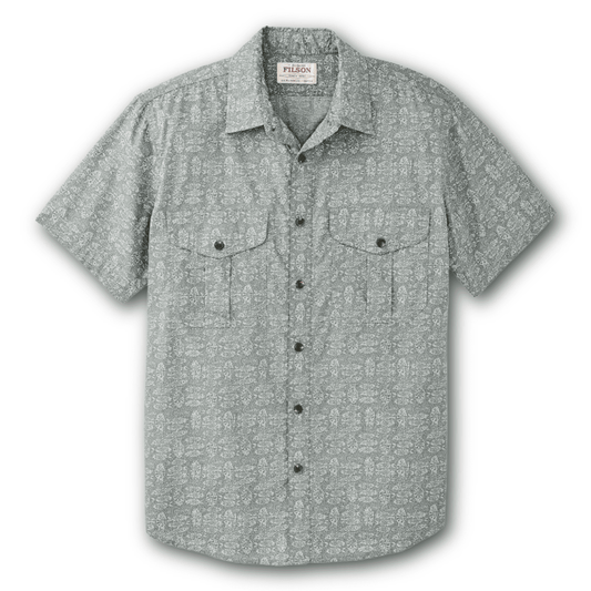 FILSON - Washed Short Sleeve Feather Cloth Shirt - Khaki/Print - Regent TailoringFilson