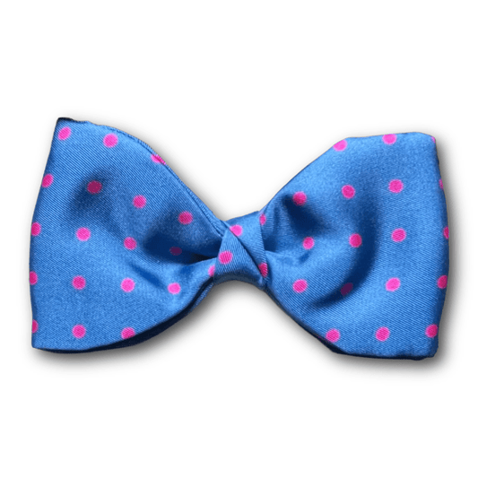 Fixed Bow Tie- Silk - Spots - Blue/Pink - Regent TailoringRegent