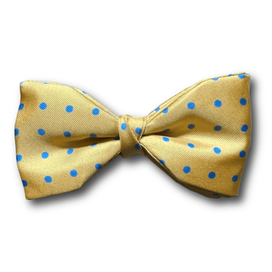 Fixed Bow Tie- Silk - Spots - Yellow/Blue - Regent TailoringRegent