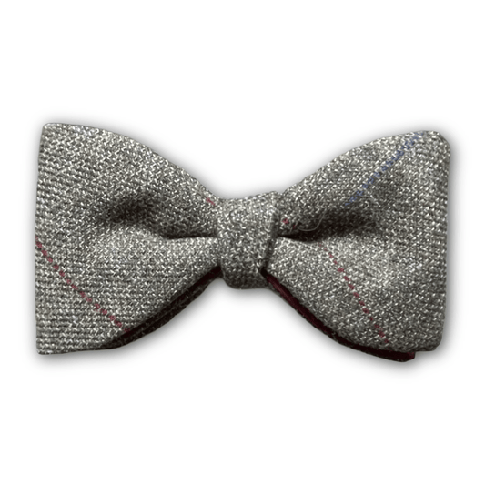 Fixed Bow Tie - Wool Tweed with Blue & Red Overcheck - Regent TailoringRegent