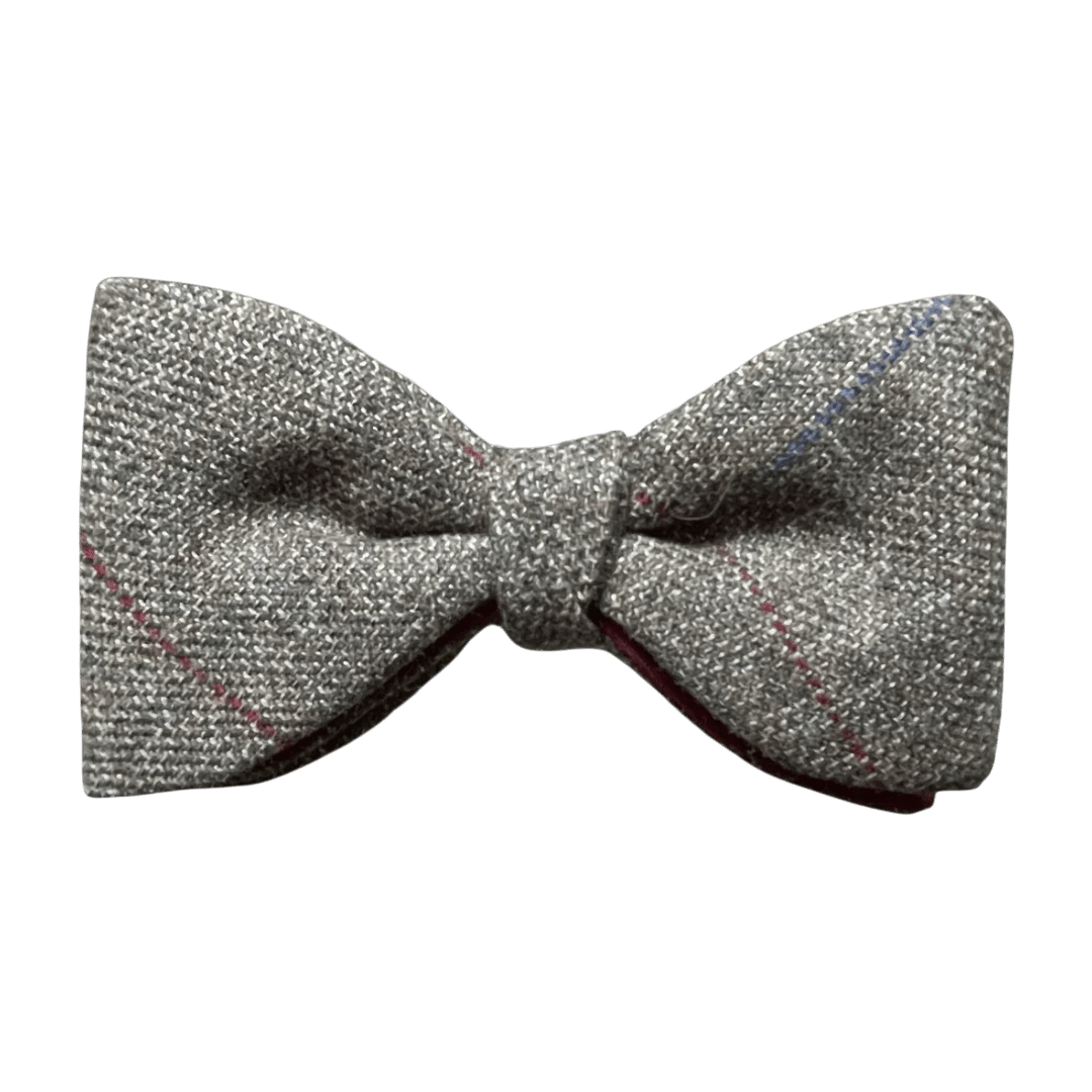 Fixed Bow Tie - Wool Tweed with Blue & Red Overcheck - Regent Tailoring Salisbury