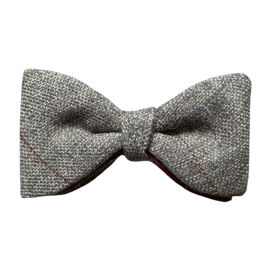 Fixed Bow Tie - Wool Tweed with Blue & Red Overcheck - Regent Tailoring Salisbury