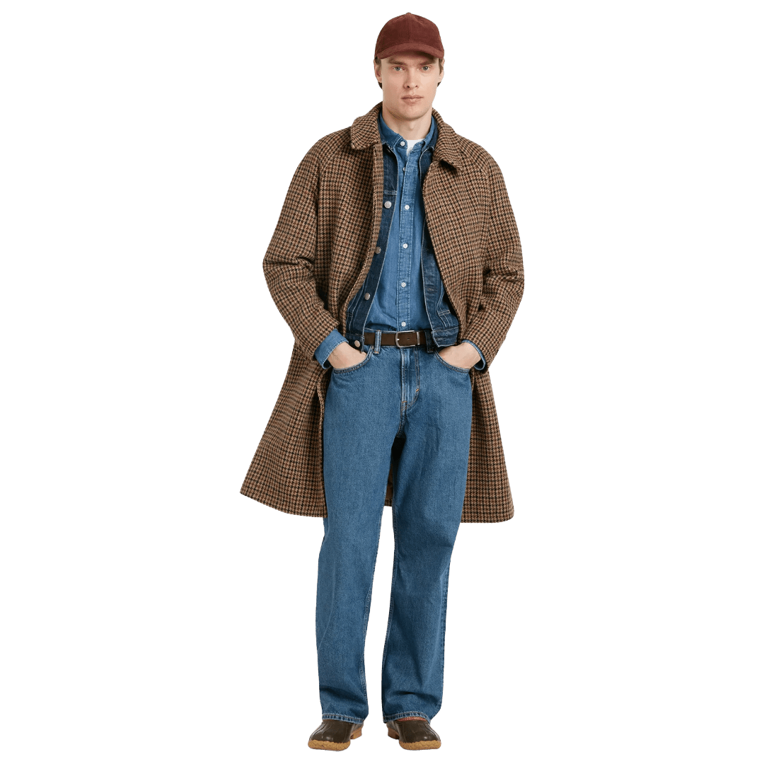 Gloverall - Hynes Harris Tweed® Overcoat - Brown Houndstooth - Regent Tailoring Salisbury