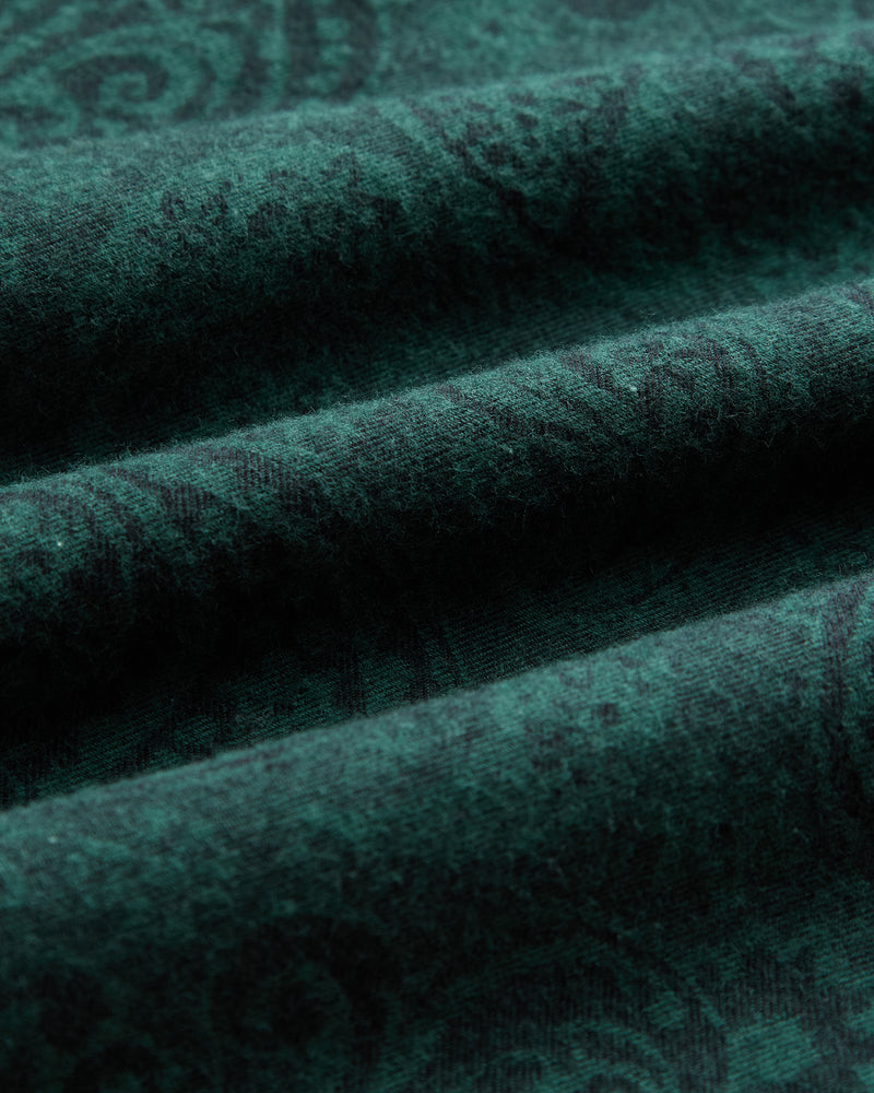 Portuguese Flannel - Green Paisley Flannel Jacquard