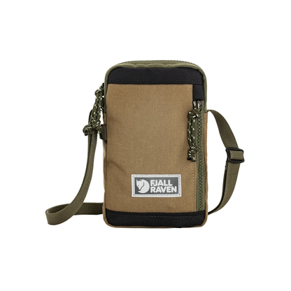 Brown crossbody bag with visible Fjällräven logo on a white background
