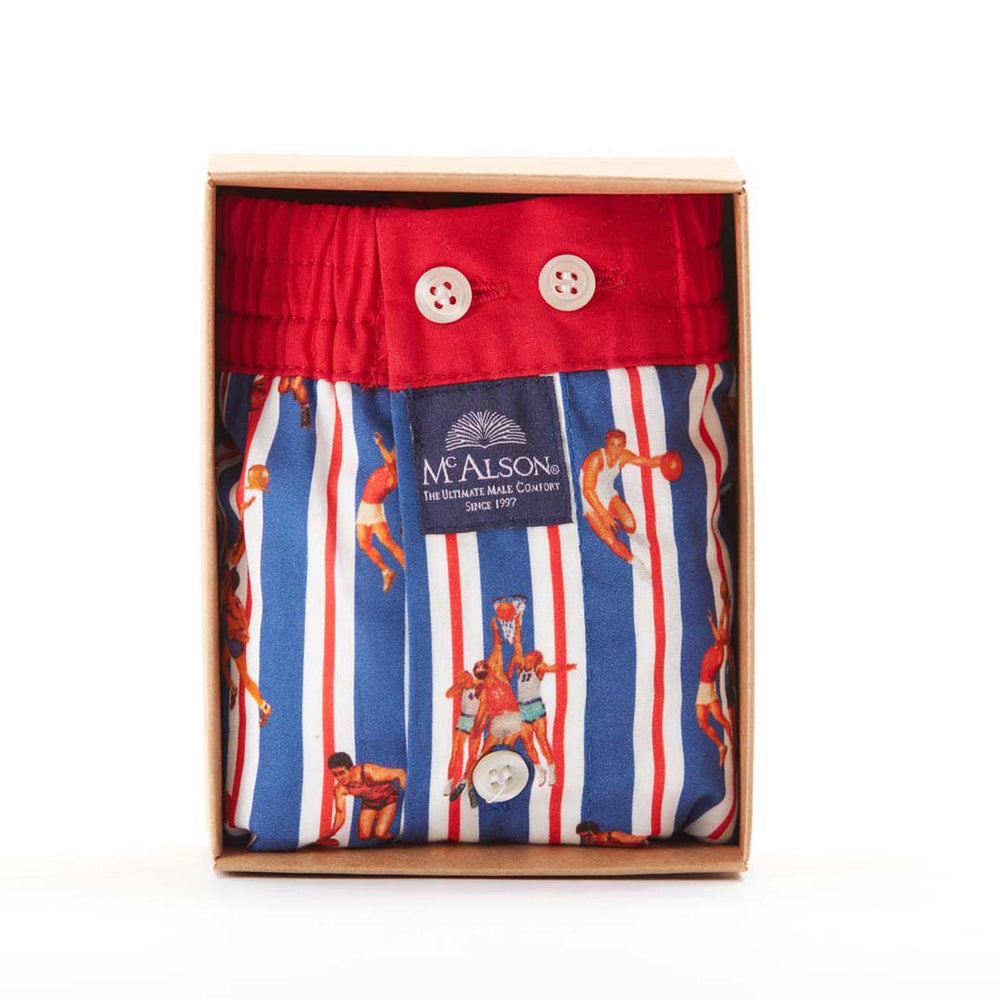 Red and blue basketball boxers sold at regent