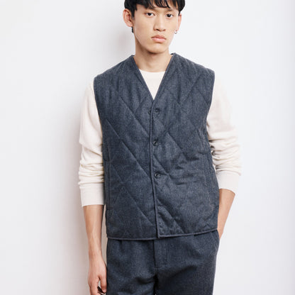 Hartford - Vic Men's Grey Striped Flannel Vest - Grey