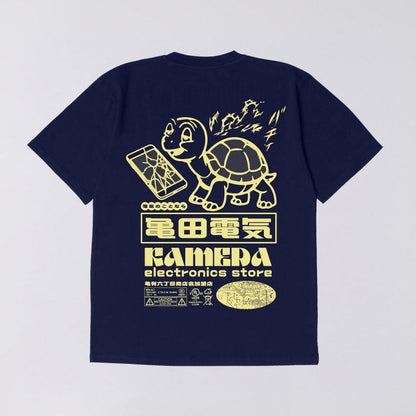 Blue and yellow graphic t shirt