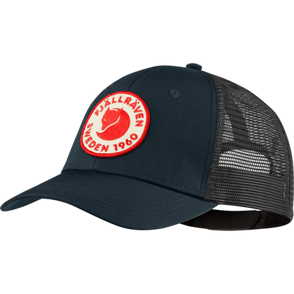 navy cap with red logo on a white background