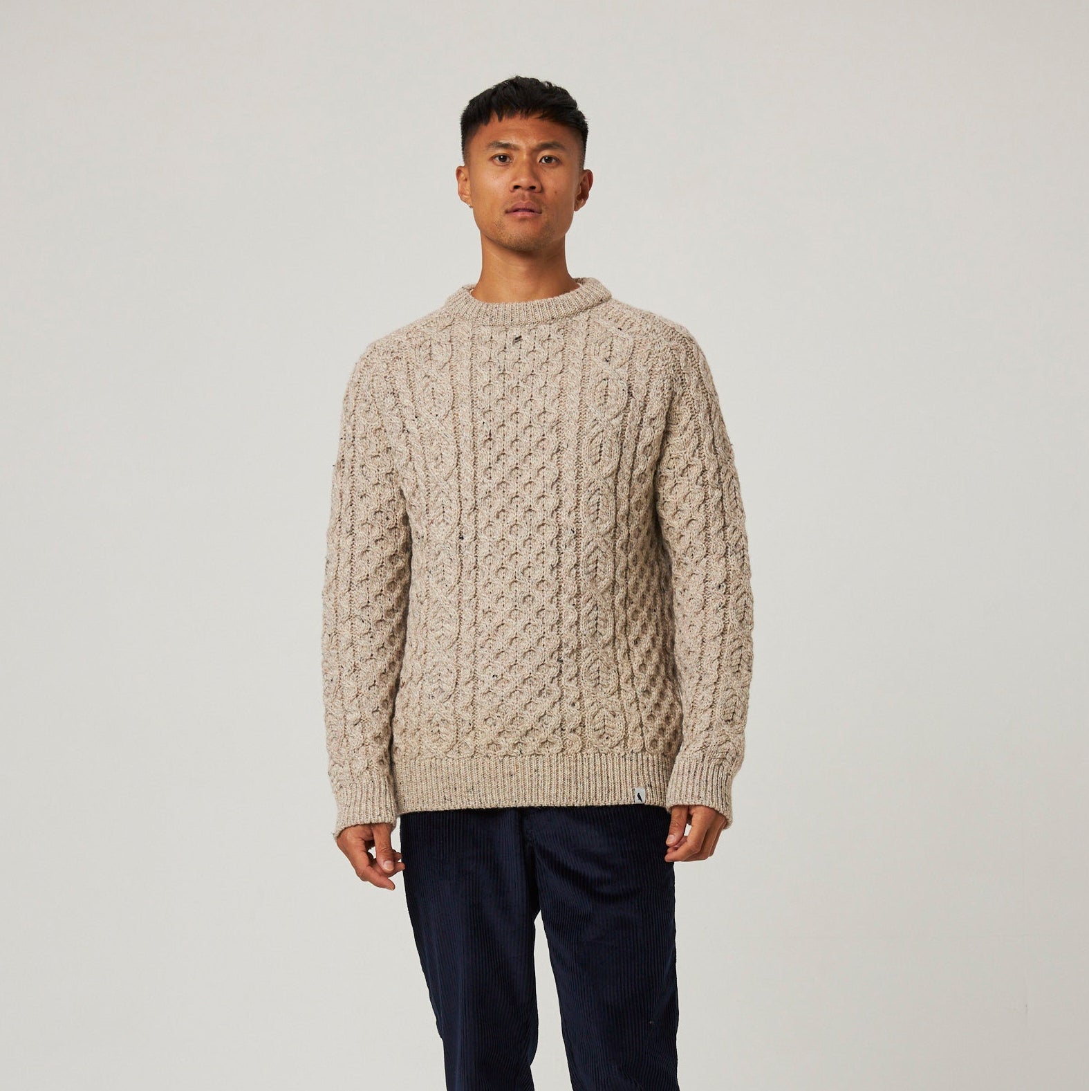 Crew neck jumper on man