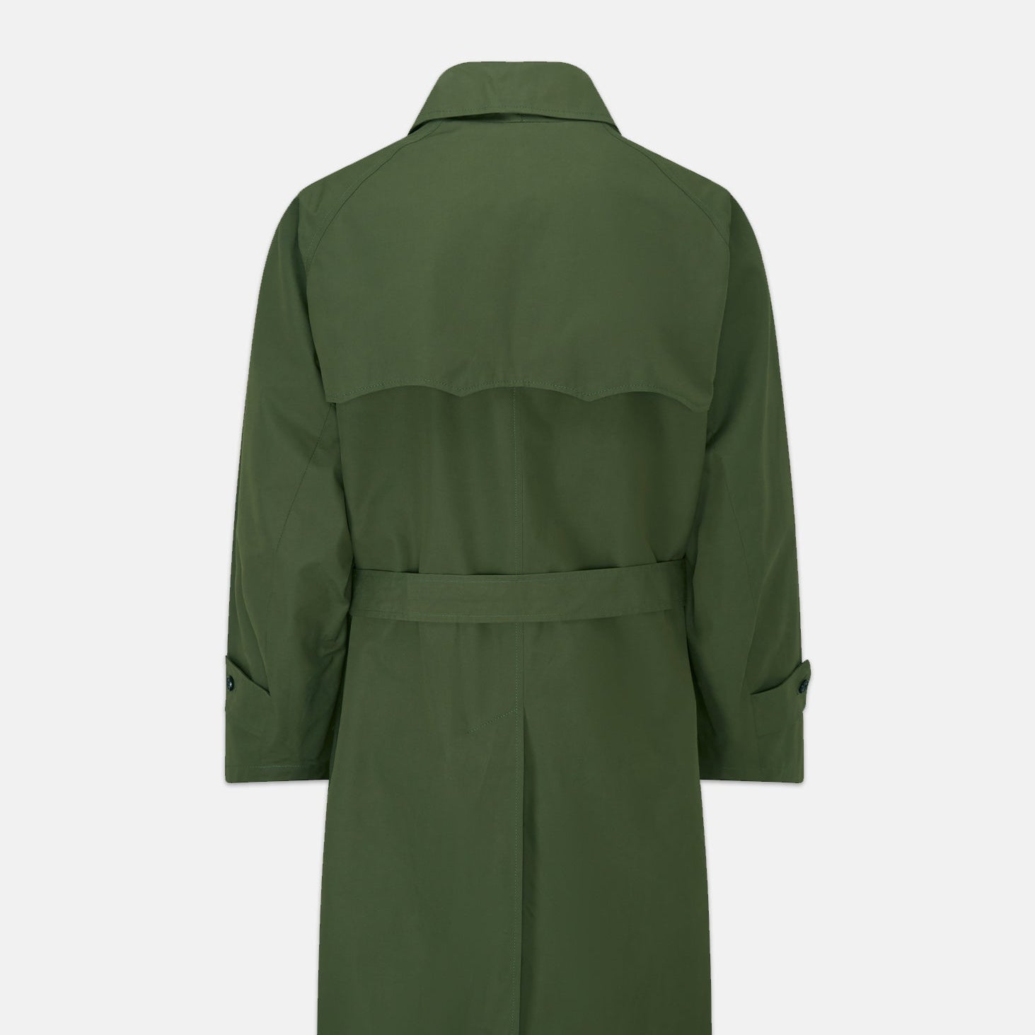 back of green mac coat 