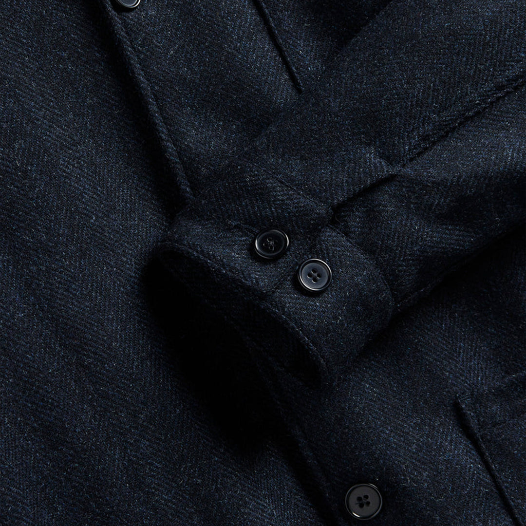 Portuguese Flannel - Labura Herringbone Wool Jacket- Navy