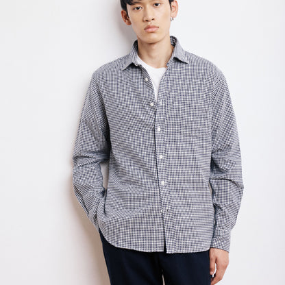 Hartford - Paul Men Woven Shirt - Navy and Ivory