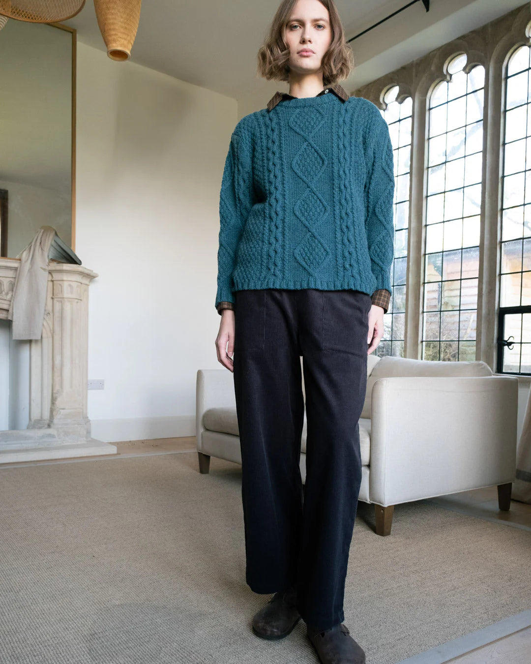 Bibico - Anna Wide Leg Trouser - Dove Grey - Thick Cord