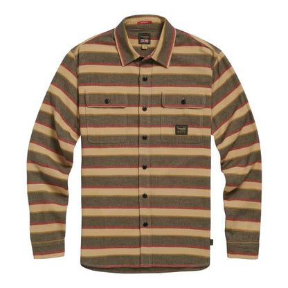 Striped brushed cotton shirt with two chest pockets with buttons, triumph logo on left chest pocket.